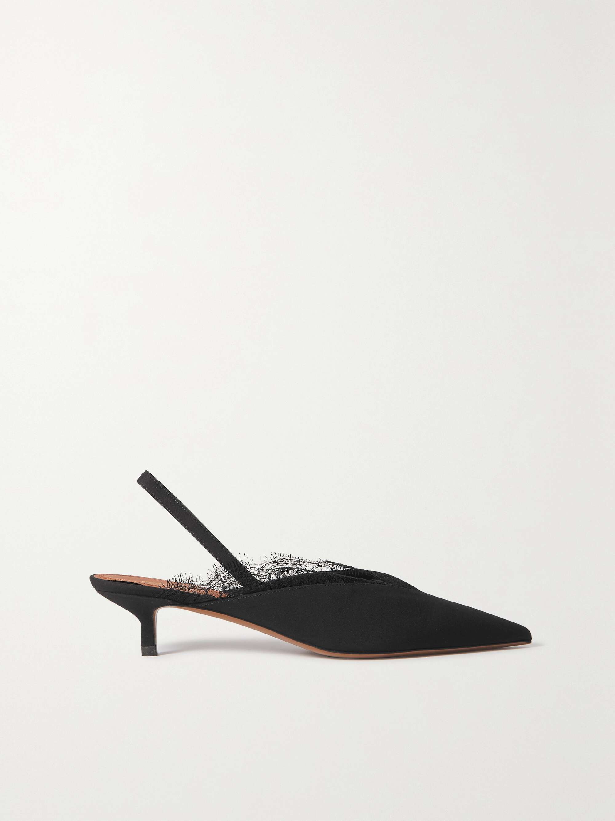 Irena Lace-Trimmed Crepe De Chine Slingback Pumps