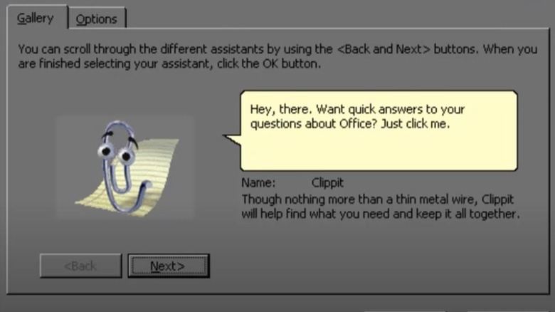 Clippy asking question from a Microsoft Office user
