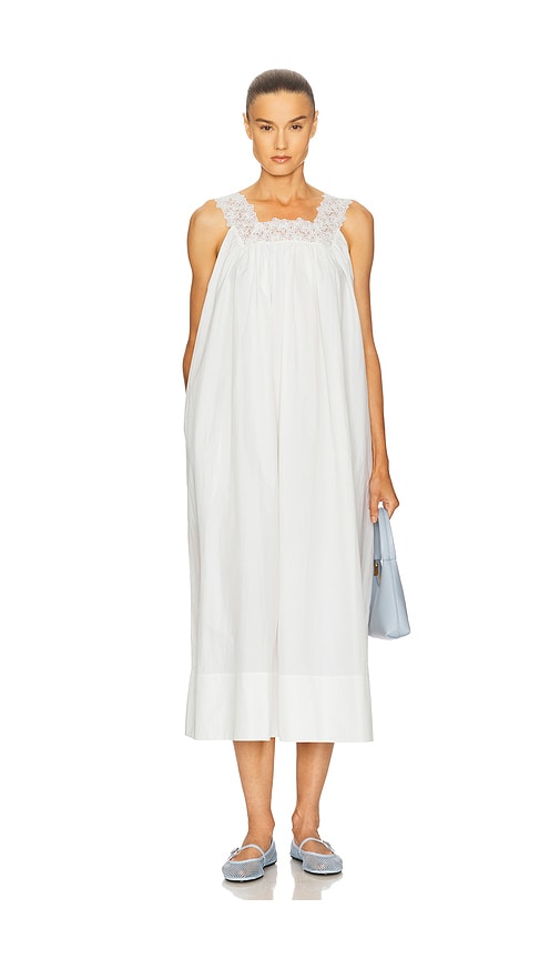 Midi Dress With Lace in Tech Poplin