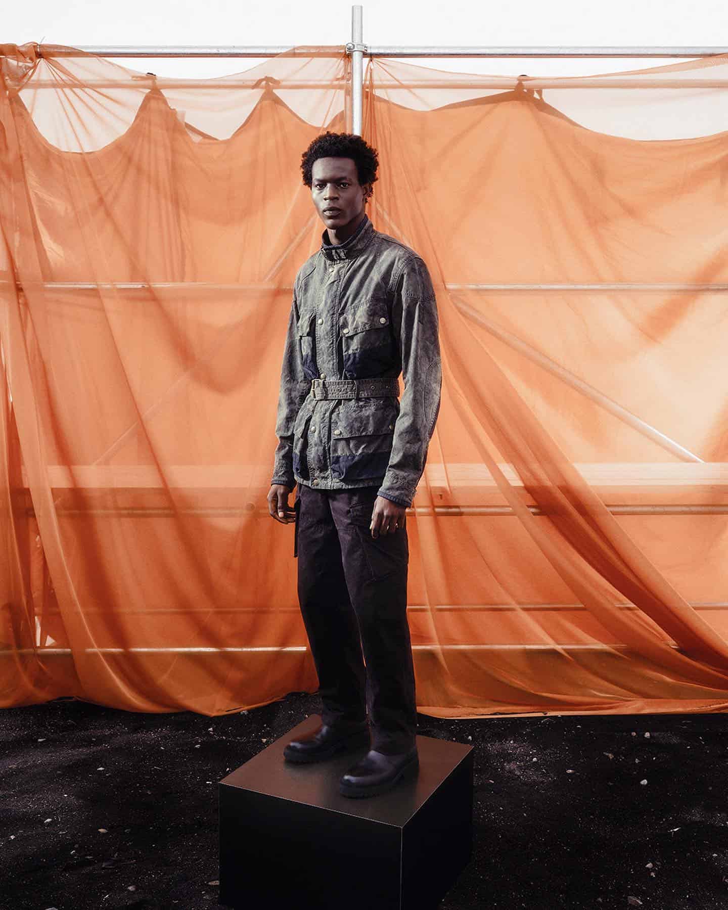 man wearing a stone washed jacket