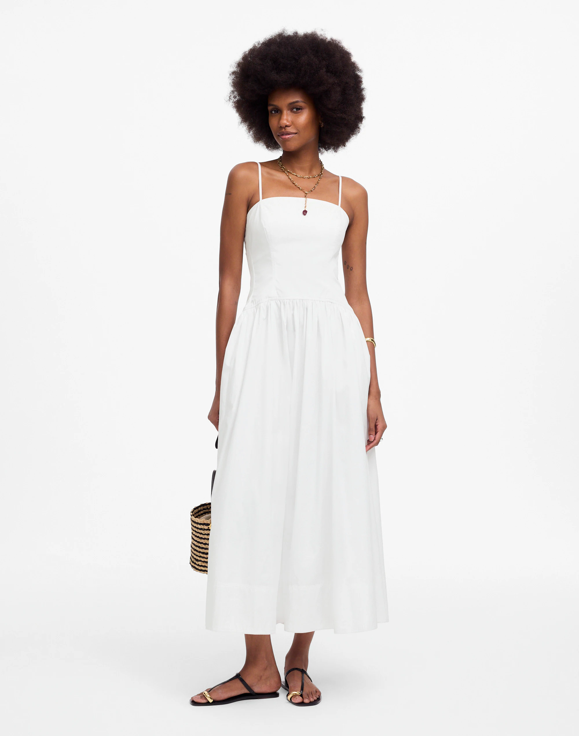 Poplin Seamed Maxi Dress
