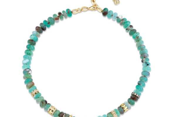 Sydney Evan Gold & Diamond Multi-Rondelle Aquaprase Necklace