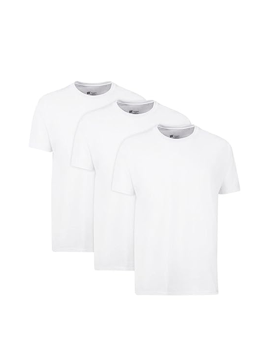 Hanes, Hanes Men's Cotton, Moisture-Wicking Crew Tee Undershirts, Multi-Packs, White - 6 Pack, Small, 2135p6