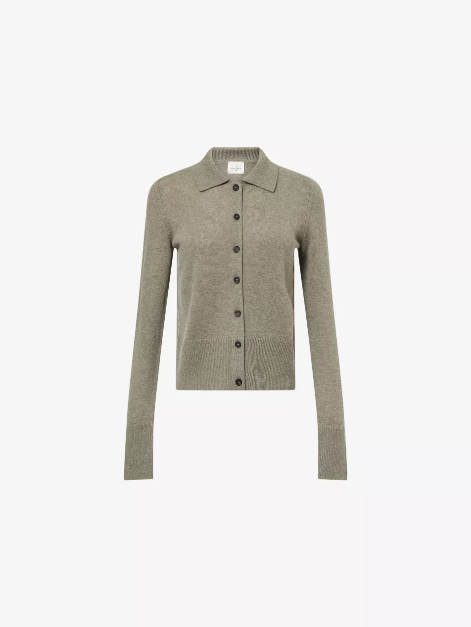 Fraga Spread-Collar Cashmere Cardigan