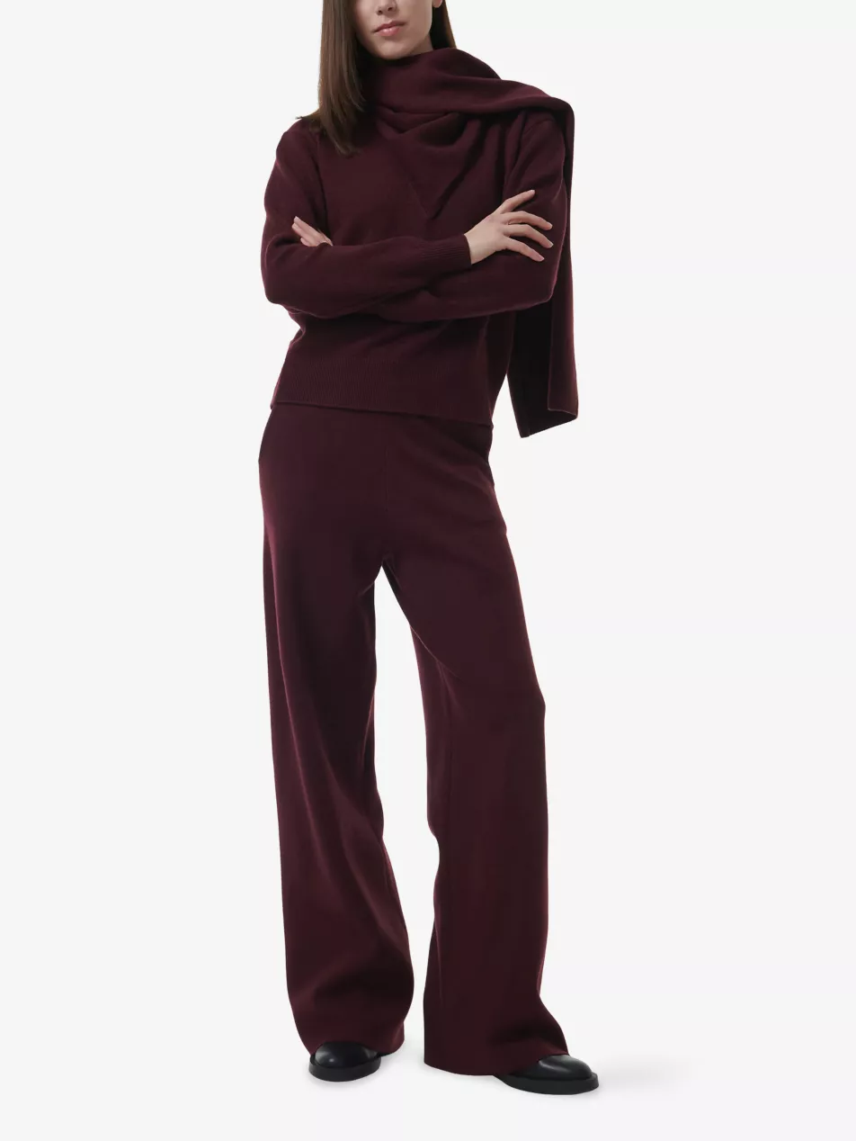 Wide-Leg High-Rise Knitted Trousers
