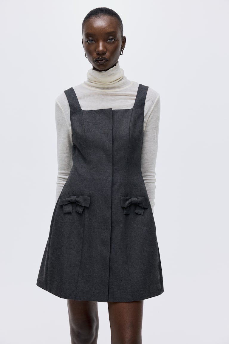 Bow-Detail Twill Dress