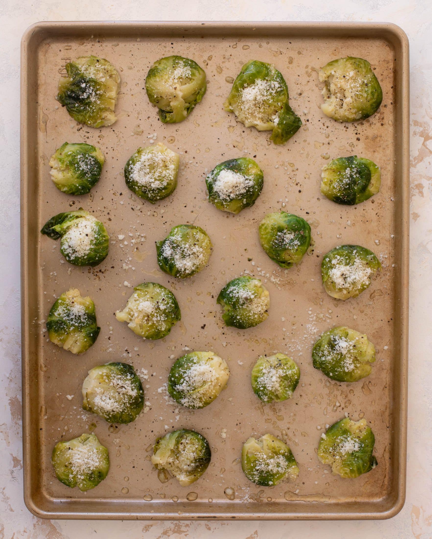 smashed brussels sprouts with hot honey