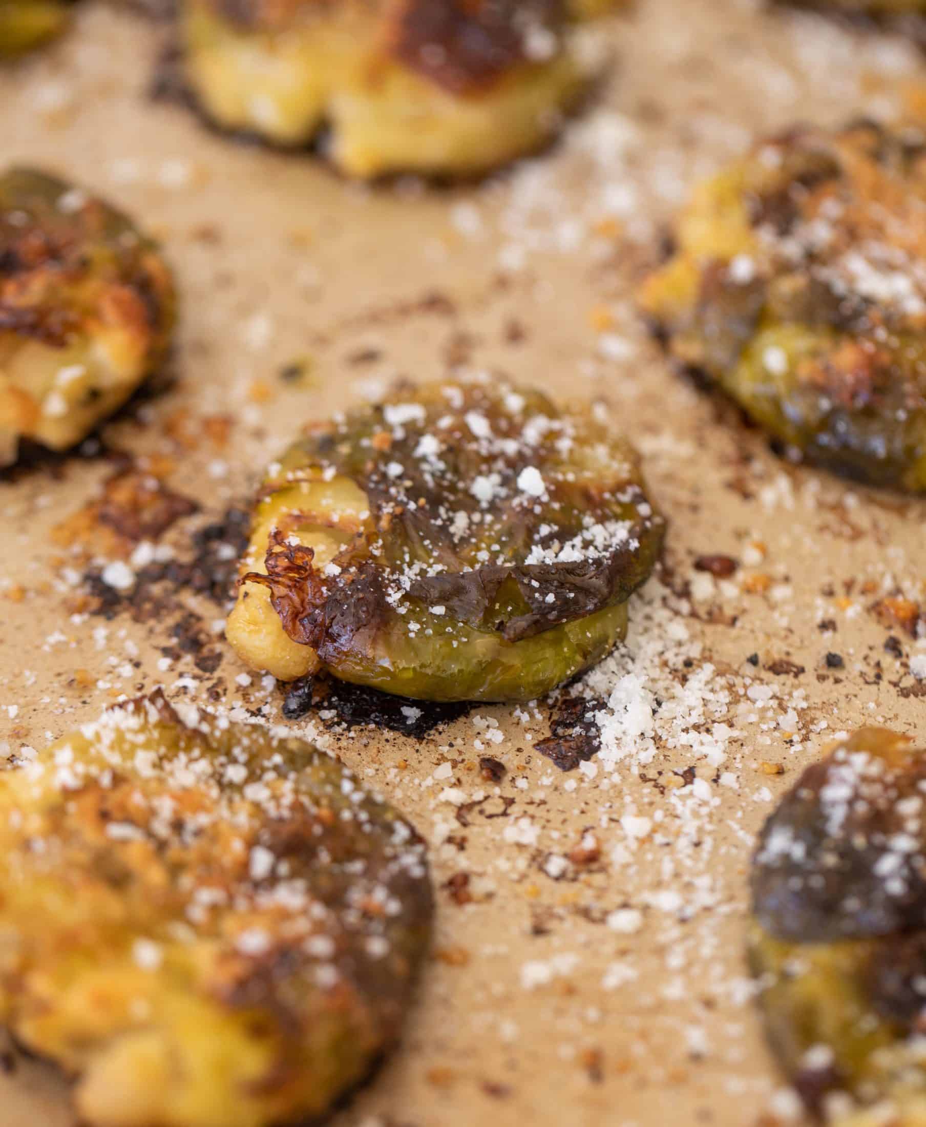 smashed brussels sprouts with hot honey