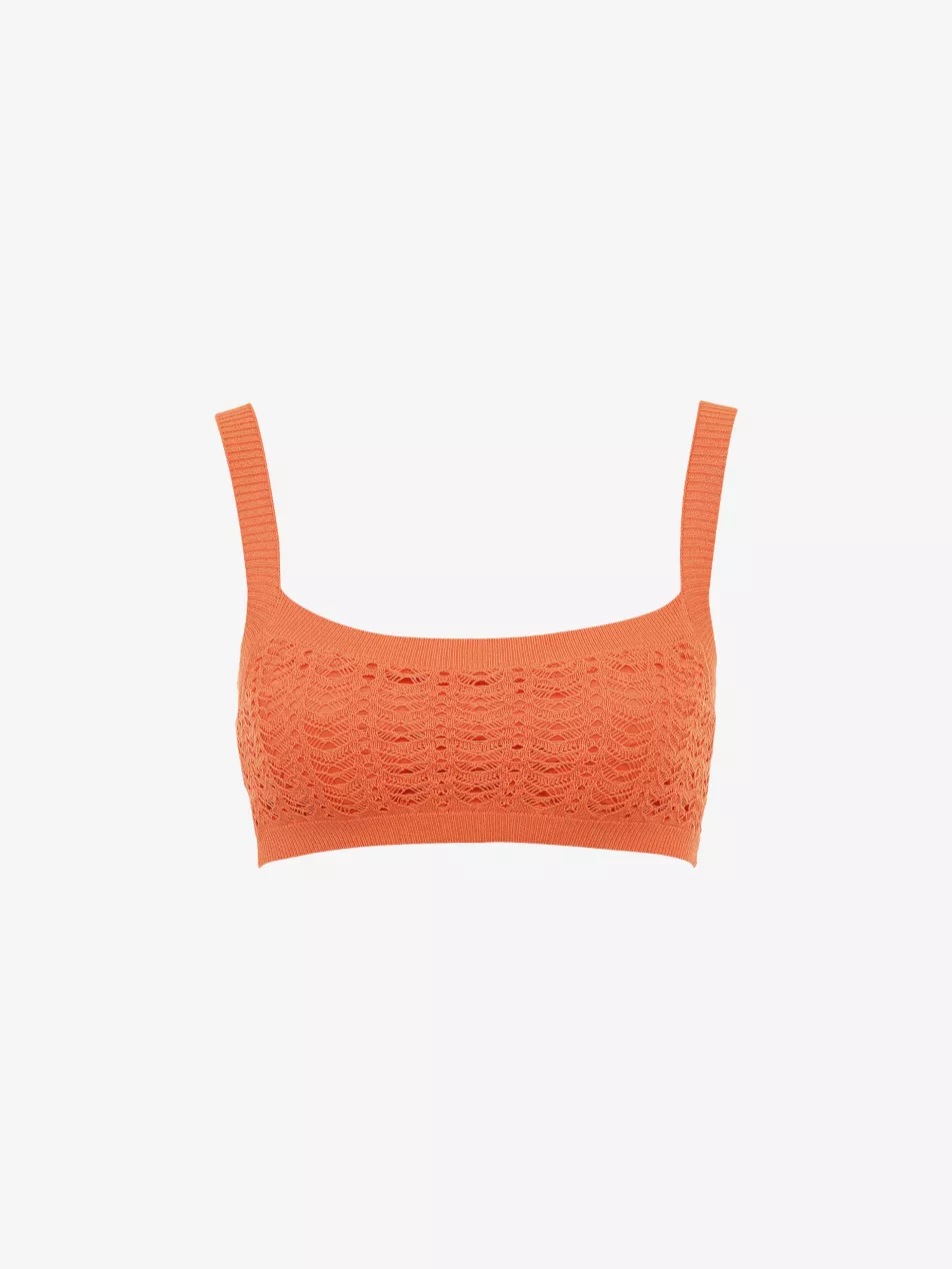 Dainty Square-Neck Knitted Bralette - Xs